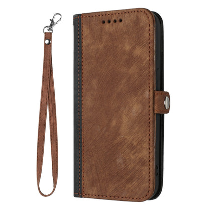 For Google Pixel 8a Side Buckle Double Fold Hand Strap Leather Phone Case(Brown) - Google Cases by buy2fix | Online Shopping UK | buy2fix