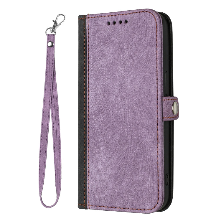 For Google Pixel 8a Side Buckle Double Fold Hand Strap Leather Phone Case(Purple) - Google Cases by buy2fix | Online Shopping UK | buy2fix