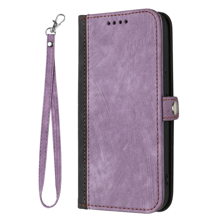 For Google Pixel 9 Side Buckle Double Fold Hand Strap Leather Phone Case(Purple) - Google Cases by buy2fix | Online Shopping UK | buy2fix