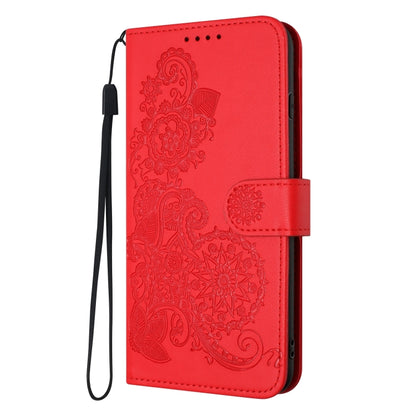 For Google Pixel 9 Pro Datura Flower Embossed Flip Leather Phone Case(Red) - Google Cases by buy2fix | Online Shopping UK | buy2fix