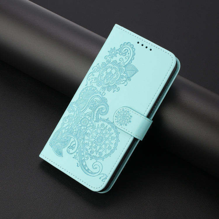 For Google Pixel 9 Pro Datura Flower Embossed Flip Leather Phone Case(Light blue) - Google Cases by buy2fix | Online Shopping UK | buy2fix