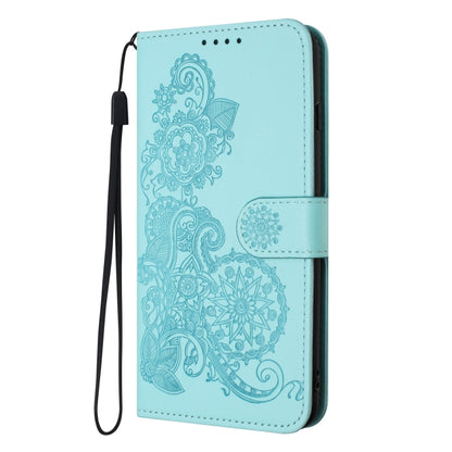 For Google Pixel 9 Pro Datura Flower Embossed Flip Leather Phone Case(Light blue) - Google Cases by buy2fix | Online Shopping UK | buy2fix