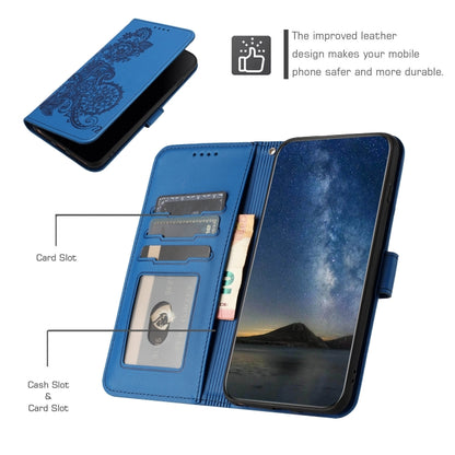 For Google Pixel 9 Datura Flower Embossed Flip Leather Phone Case(Blue) - Google Cases by buy2fix | Online Shopping UK | buy2fix