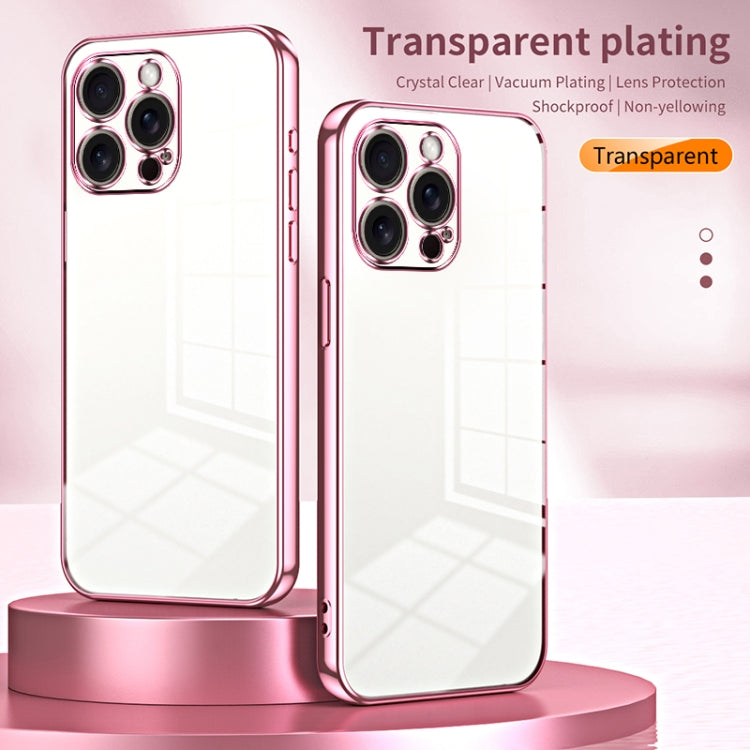 For iPhone 16 Pro Max Transparent Plating Fine Hole Phone Case(Pink) - iPhone 16 Pro Max Cases by buy2fix | Online Shopping UK | buy2fix