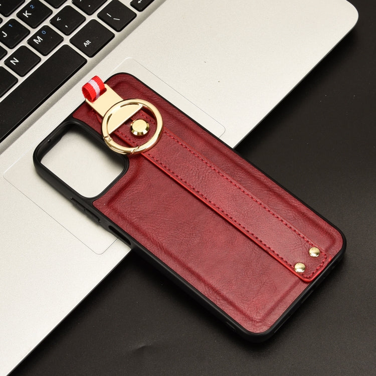 For Motorola Moto G Play 5G 2024 Wristband Leather Back Phone Case(Red) - Motorola Cases by buy2fix | Online Shopping UK | buy2fix