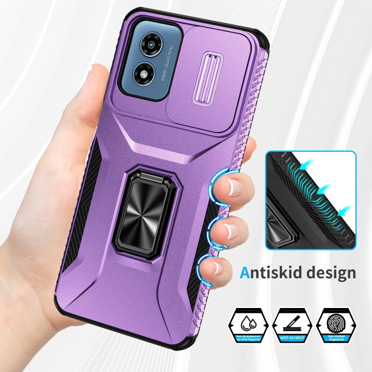 For Motorola Moto G Play 2024 Sliding Camshield Holder Phone Case(Purple) - Motorola Cases by buy2fix | Online Shopping UK | buy2fix