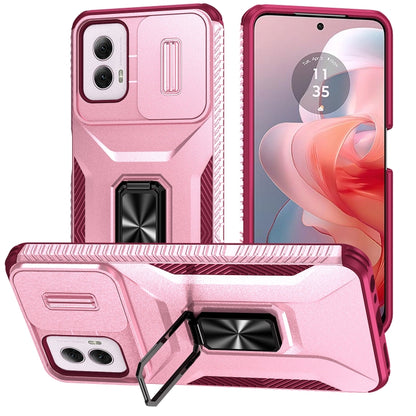 For Motorola Moto G Power 2024 Sliding Camshield Holder Phone Case(Pink + Rose Red) - Motorola Cases by buy2fix | Online Shopping UK | buy2fix