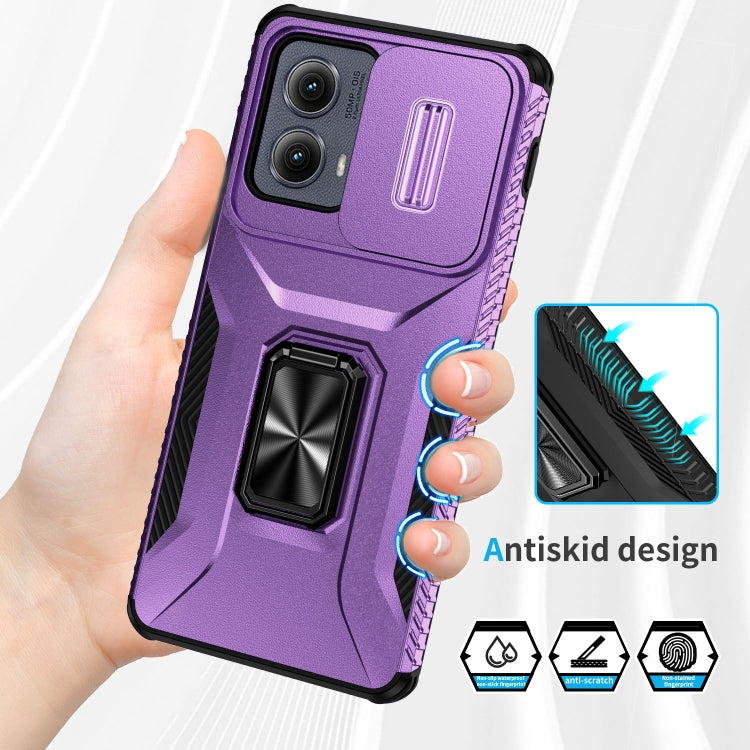 For Motorola Edge 5G 2024 Sliding Camshield Holder Phone Case(Purple) - Motorola Cases by buy2fix | Online Shopping UK | buy2fix