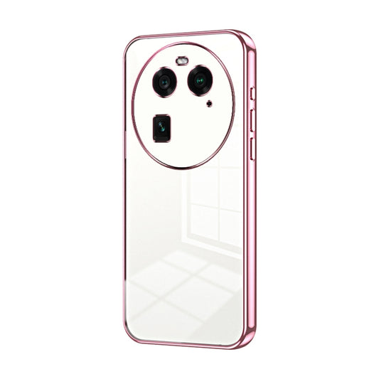 For OPPO Find X6 Transparent Plating Fine Hole Phone Case(Pink) - OPPO Cases by buy2fix | Online Shopping UK | buy2fix