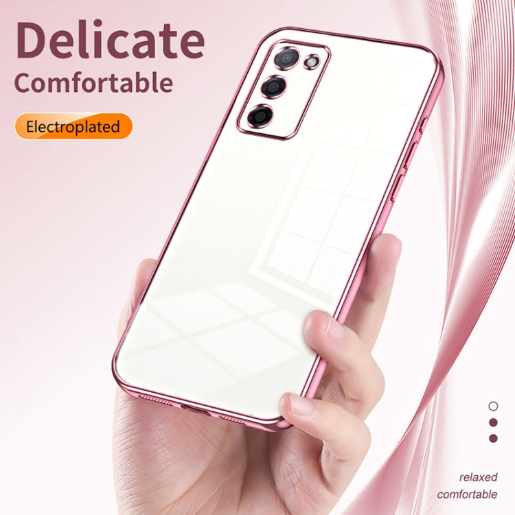 For OPPO A55 5G / A56 / A53s 5G Transparent Plating Fine Hole Phone Case(Silver) - OPPO Cases by buy2fix | Online Shopping UK | buy2fix