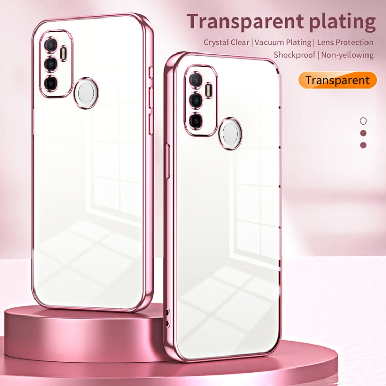 For OPPO A53 2020 / A32 / A11s  Transparent Plating Fine Hole Phone Case(Gold) - OPPO Cases by buy2fix | Online Shopping UK | buy2fix