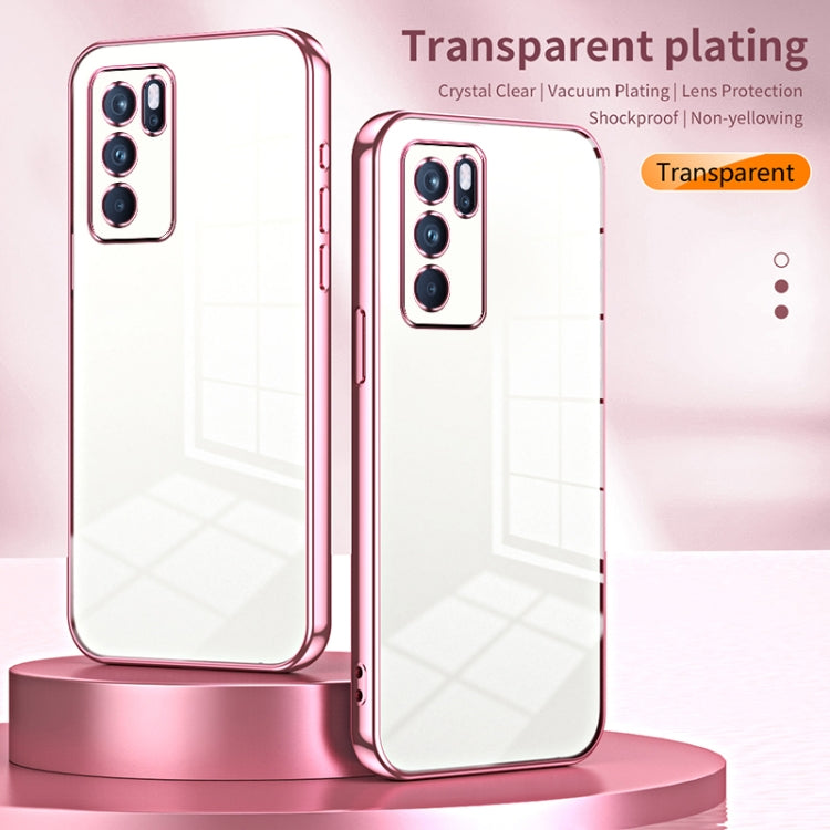 For OPPO Reno6 Pro Indian  Transparent Plating Fine Hole Phone Case(Silver) - OPPO Cases by buy2fix | Online Shopping UK | buy2fix