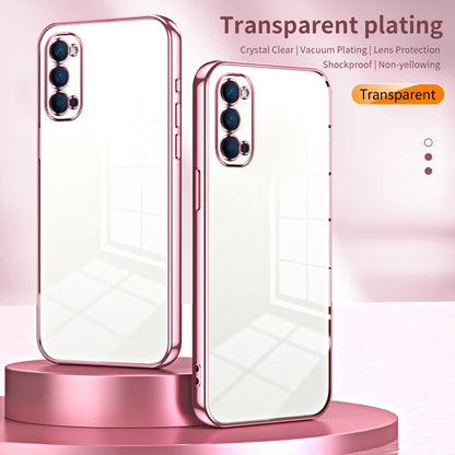 For OPPO Reno4 Transparent Plating Fine Hole Phone Case(Transparent) - OPPO Cases by buy2fix | Online Shopping UK | buy2fix