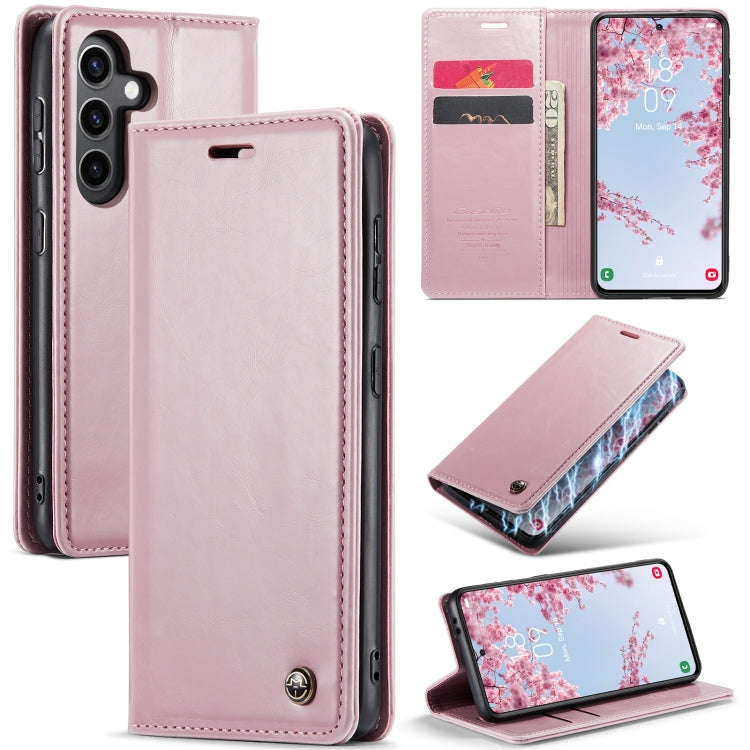 For Samsung Galaxy S24 5G CaseMe 003 Crazy Horse Texture Flip Leather Phone Case(Pink) - Galaxy S24 5G Cases by CaseMe | Online Shopping UK | buy2fix