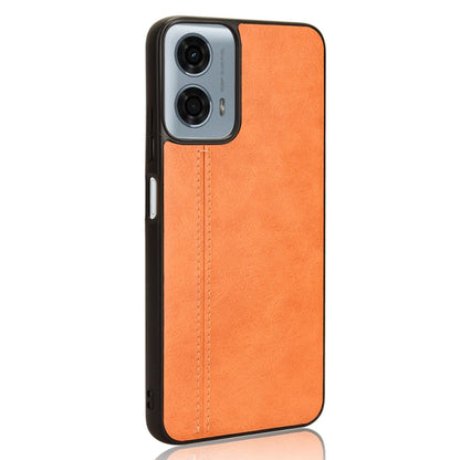 For Motorola Moto G Power 5G 2024 Cow Pattern Sewing Back Cover Phone Case(Orange) - Motorola Cases by buy2fix | Online Shopping UK | buy2fix