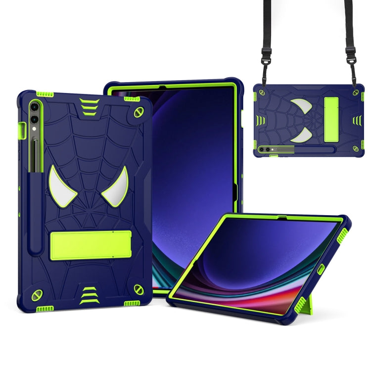 For Samsung Galaxy Tab S9 FE+ / S9+ Fold-Holder Spider Silicone Hybrid PC Tablet Case(Navy Yellow Green) - Galaxy Tab S9+ Cases by buy2fix | Online Shopping UK | buy2fix