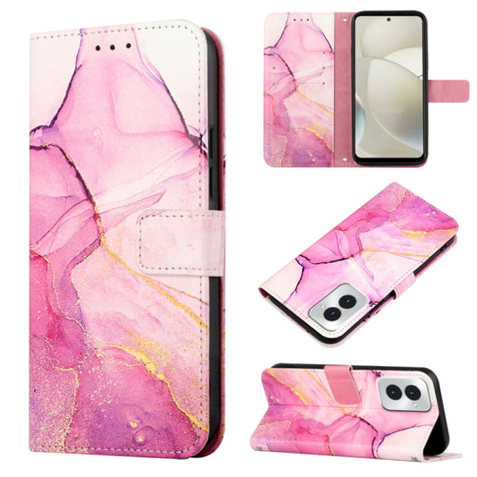 For Motorola Moto G Power 5G 2024 PT003 Marble Pattern Flip Leather Phone Case(Pink Purple Gold) - Motorola Cases by buy2fix | Online Shopping UK | buy2fix