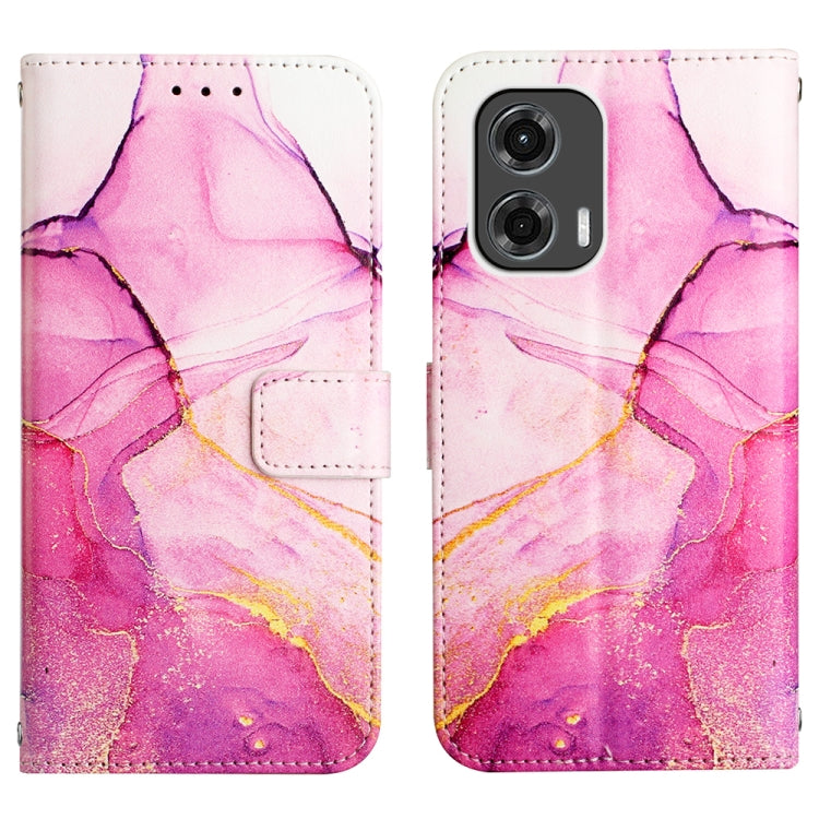 For Motorola Moto G Stylus 5G 2024 PT003 Marble Pattern Flip Leather Phone Case(Pink Purple Gold) - Motorola Cases by buy2fix | Online Shopping UK | buy2fix