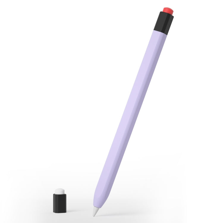 For Apple Pencil 1 Retro Pencil Style Liquid Silicone Stylus Case(Purple) - Pencil Accessories by buy2fix | Online Shopping UK | buy2fix