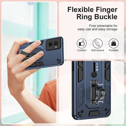 For Motorola Moto G Power 2024 Variety Brave Armor Finger Loop Holder Phone Case(Blue) - Motorola Cases by buy2fix | Online Shopping UK | buy2fix