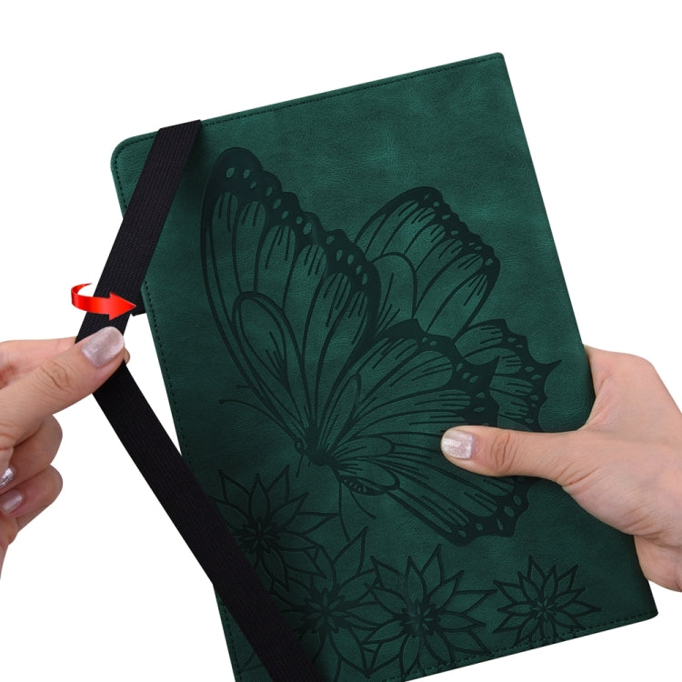 For iPad Pro 11 2024 Big Butterfly Embossed Leather Tablet Case(Green) - iPad Pro 11 2024 Cases by buy2fix | Online Shopping UK | buy2fix