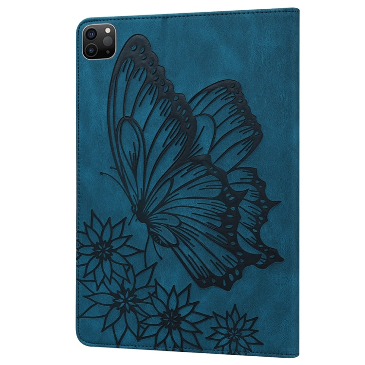 For iPad Pro 13 2024 Big Butterfly Embossed Leather Tablet Case(Blue) - iPad Pro 13 2024 Cases by buy2fix | Online Shopping UK | buy2fix