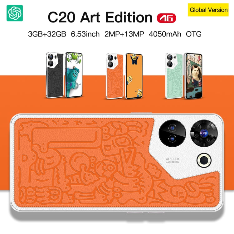 C20 Art Edition, 3GB+32GB, 6.53 inch Face Identification Android 8.1 MTK6753 Octa Core , Network: 4G, Dual SIM(Black) -  by buy2fix | Online Shopping UK | buy2fix