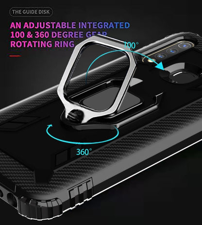 For OPPO A8 & A31 Carbon Fiber Protective Case with 360 Degree Rotating Ring Holder(Black) - OPPO Cases by buy2fix | Online Shopping UK | buy2fix