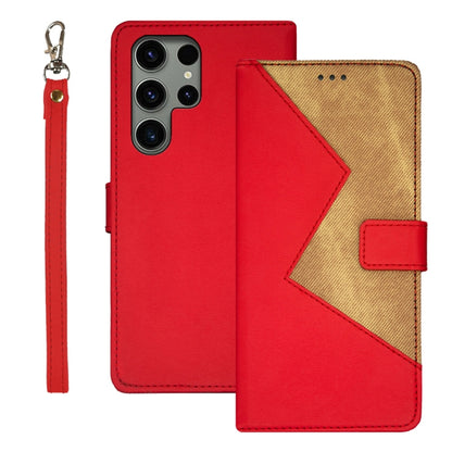 For Samsung Galaxy S24 Ultra 5G idewei Two-color Splicing Leather Phone Case(Red) - Galaxy S24 Ultra 5G Cases by idewei | Online Shopping UK | buy2fix