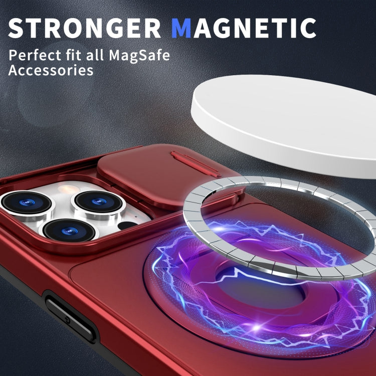 For iPhone 15 Pro Camshield MagSafe Ring Holder Armor Phone Case(Red) - More iPhone Cases by buy2fix | Online Shopping UK | buy2fix