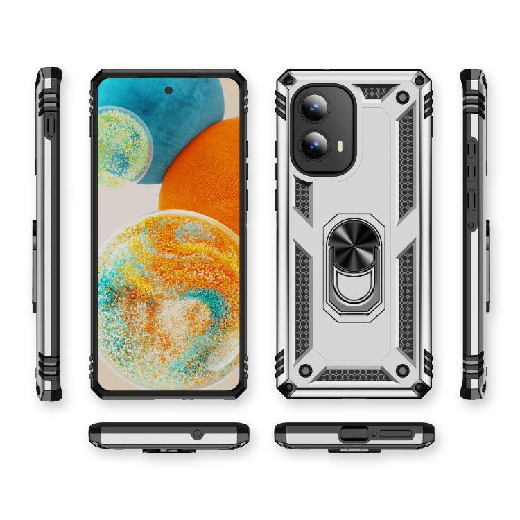 For Motorola Edge 2024 Shockproof TPU + PC Phone Case with Holder(Silver) - Motorola Cases by buy2fix | Online Shopping UK | buy2fix