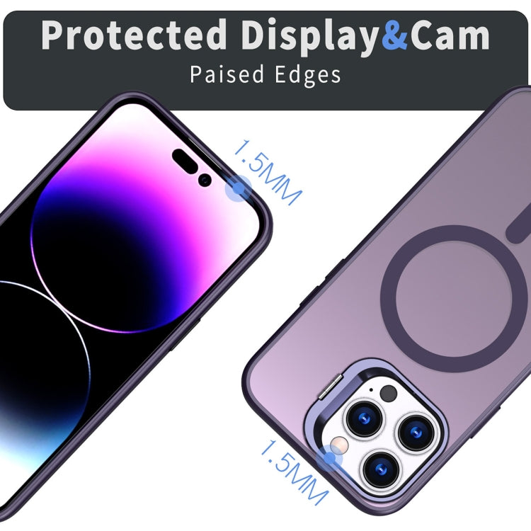 For iPhone 15 Pro Metal Invisible Camera Holder MagSafe Magnetic Phone Case(Purple) - iPhone 15 Pro Cases by buy2fix | Online Shopping UK | buy2fix