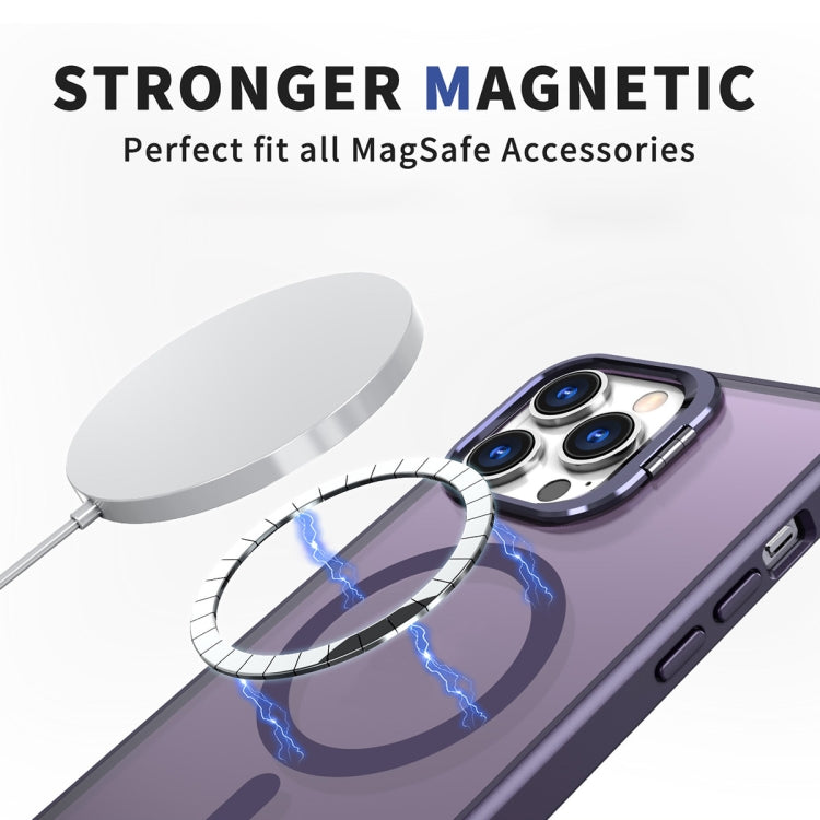 For iPhone 12 Pro Max Metal Invisible Camera Holder MagSafe Magnetic Phone Case(Purple) - iPhone 12 Pro Max Cases by buy2fix | Online Shopping UK | buy2fix