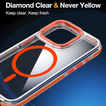 For iPhone 13 Dual-Color Clear Acrylic Hybrid TPU MagSafe Phone Case(Orange) - iPhone 13 Cases by buy2fix | Online Shopping UK | buy2fix