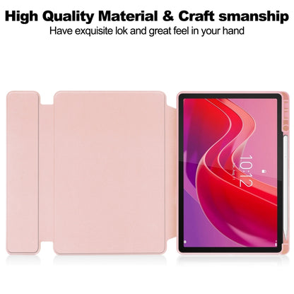 For Lenovo Tab M11/Xiaoxin Pad 11 2024 360 Rotation Transparent Smart Leather Case with Keyboard(Pink) - Lenovo by buy2fix | Online Shopping UK | buy2fix