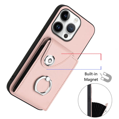 For iPhone 16 Pro Organ Card Bag Ring Holder Phone Case with Long Lanyard(Pink) - iPhone 16 Pro Cases by buy2fix | Online Shopping UK | buy2fix