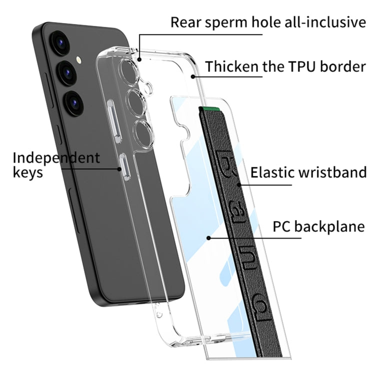 For Samsung Galaxy S24 5G GKK Space Frame Transparent PC + TPU Phone Case with Wrist Strap(Black) - Galaxy S24 5G Cases by GKK | Online Shopping UK | buy2fix