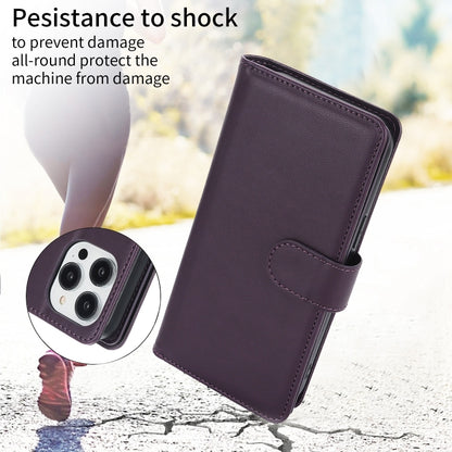 For iPhone 16 Pro Multi-Card Wallet RFID Leather Phone Case(Dark Purple) - iPhone 16 Pro Cases by buy2fix | Online Shopping UK | buy2fix