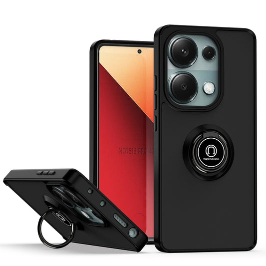 For Xiaomi Redmi Note 13 Pro 4G Q Shadow 1 Series TPU + PC Phone Case with Ring(Black+Black) - Note 13 Pro Cases by buy2fix | Online Shopping UK | buy2fix