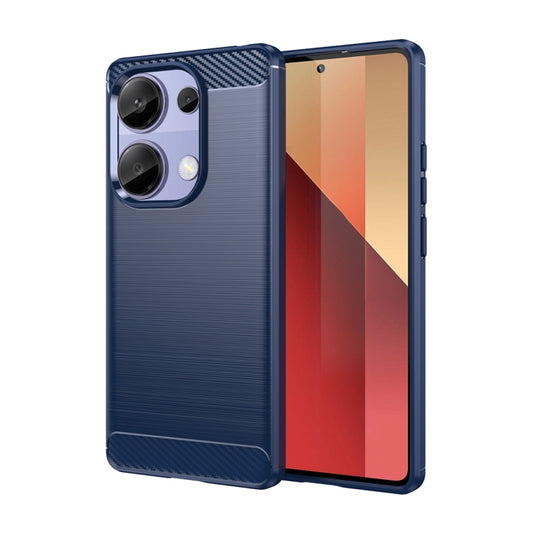For Xiaomi Redmi Note 13 Pro 4G Global Brushed Texture Carbon Fiber TPU Phone Case(Blue) - Note 13 Pro Cases by buy2fix | Online Shopping UK | buy2fix