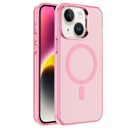 For iPhone 14 Electroplated IMD Magsafe PC Hybrid TPU Phone Case(Pink) - iPhone 14 Cases by buy2fix | Online Shopping UK | buy2fix
