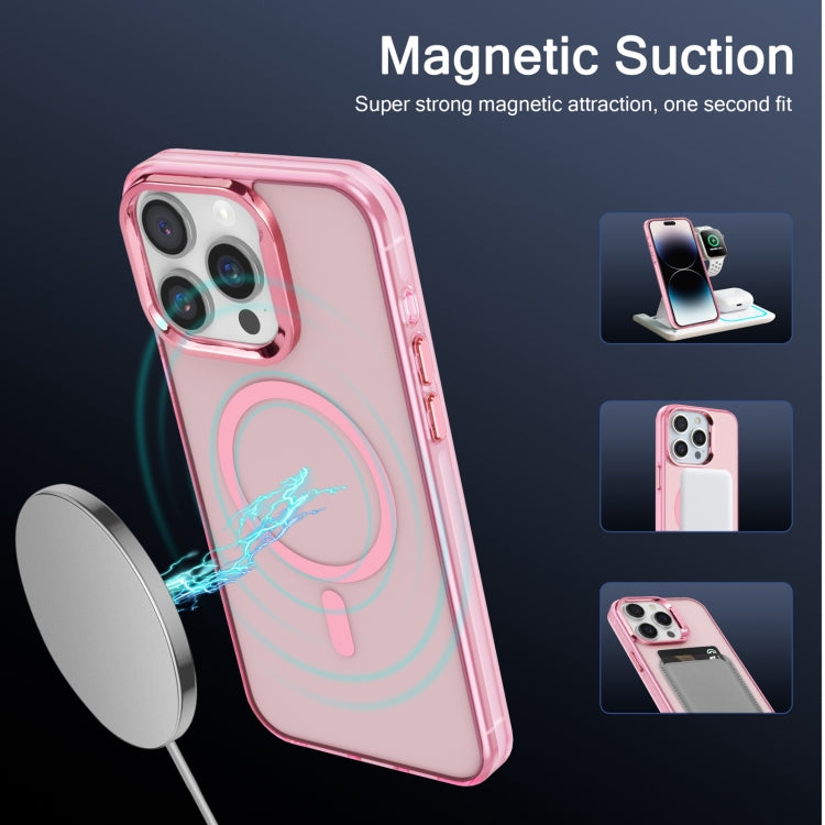 For iPhone 14 Pro Max Electroplated IMD Magsafe PC Hybrid TPU Phone Case(Pink) - iPhone 14 Pro Max Cases by buy2fix | Online Shopping UK | buy2fix