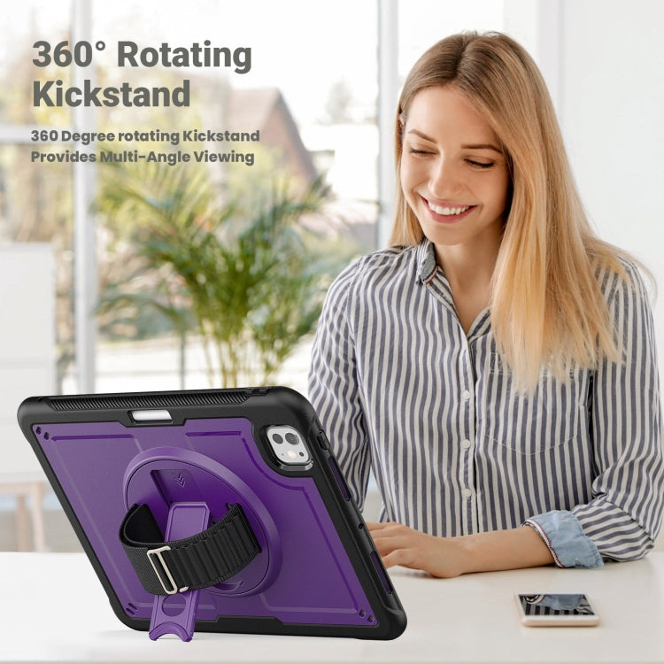 For iPad Pro 11 2024 Honeycomb Hand Grip Turntable Stand Tablet Case(Purple) - iPad Pro 11 2024 Cases by buy2fix | Online Shopping UK | buy2fix