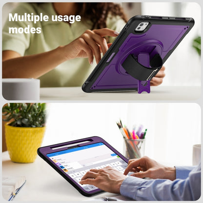 For iPad Pro 11 2024 Honeycomb Hand Grip Turntable Stand Tablet Case(Purple) - iPad Pro 11 2024 Cases by buy2fix | Online Shopping UK | buy2fix