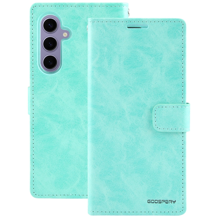 For Samsung Galaxy S24+ 5G GOOSPERY BLUE MOON Crazy Horse Texture Leather Phone Case(Mint Green) - Galaxy S24+ 5G Cases by GOOSPERY | Online Shopping UK | buy2fix