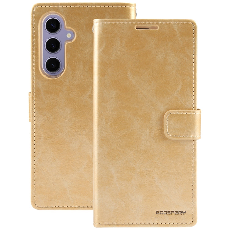 For Samsung Galaxy S24 5G GOOSPERY BLUE MOON Crazy Horse Texture Leather Phone Case(Gold) - Galaxy S24 5G Cases by GOOSPERY | Online Shopping UK | buy2fix