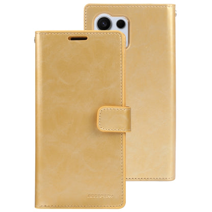 For Samsung Galaxy S24 Ultra 5G GOOSPERY MANSOOR DIARY 9 Card Slots Leather Phone Case(Gold) - Galaxy S24 Ultra 5G Cases by GOOSPERY | Online Shopping UK | buy2fix