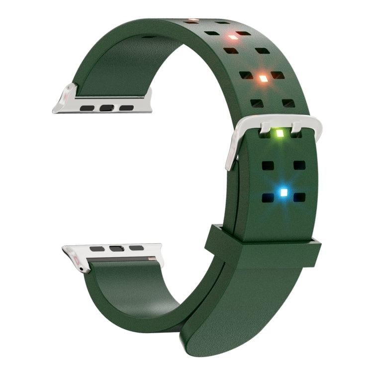 For Apple Watch Series 8 41mm Luminous Colorful Light Silicone Watch Band(Green) - Watch Bands by buy2fix | Online Shopping UK | buy2fix