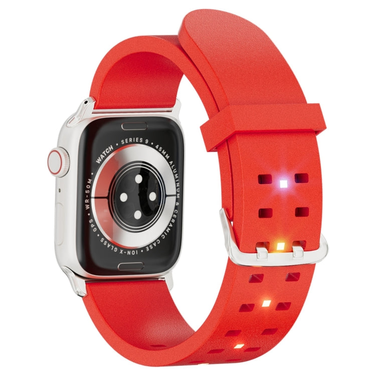 For Apple Watch Series 6 44mm Luminous Colorful Light Silicone Watch Band(Red) - Watch Bands by buy2fix | Online Shopping UK | buy2fix