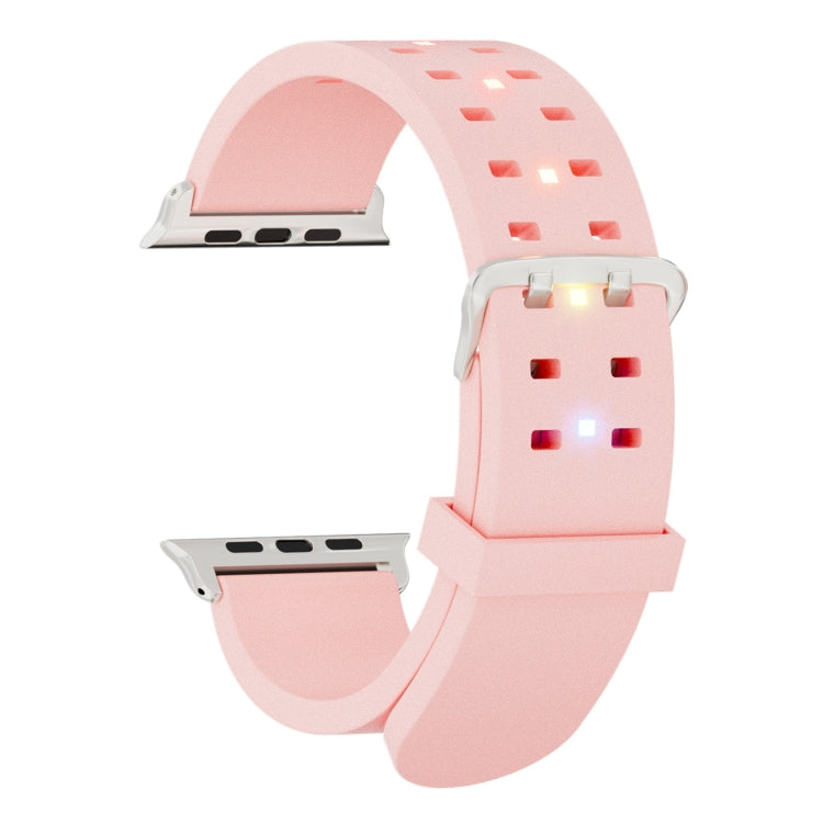 For Apple Watch 42mm Luminous Colorful Light Silicone Watch Band(Pink) - Watch Bands by buy2fix | Online Shopping UK | buy2fix